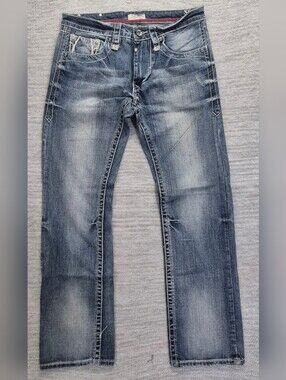 Antique Rivet Jeans Men's 32x32 Blue Denim 100% Cotton  Straigh Leg